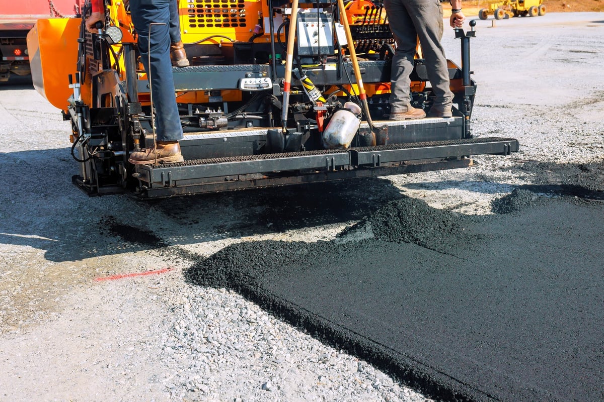 Our team working on a paving project